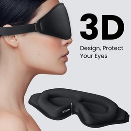SUSNUAN Eye Mask for Sleeping, 3D Contoured Eye Mask, Sleep Eye Mask for Women and Men, Soft and Comfortable Night Eye Blinder, Light Blocking Sleep Mask for Travel, Lunch Breaks, Sleeping (Black)