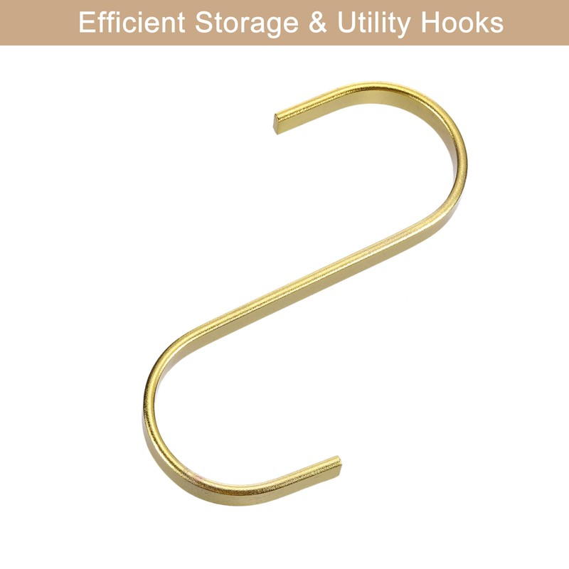 sourcing map 10Pcs Flat S Hooks, 3.9 Inch Plated Metal