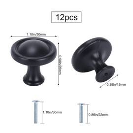 KJLEEN Pack of 12 Furniture Knobs, Black Matt Cabinet Knobs, Drawer Knobs, Chest of Drawers Handles, Cabinet Handles, Furniture Knobs, Door Handles for Kitchen, Cupboard, Drawer, Door, Furniture