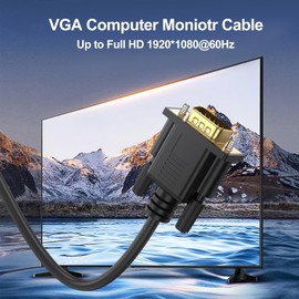 UVOOI VGA Cables 6FT 5-Pack,VGA Monitor Computer Cable 1080P@60Hz Full HD 15pin Male to Male Shielded VGA Cord for Computer Monitor/PC/Laptops/TV/Projectors and More