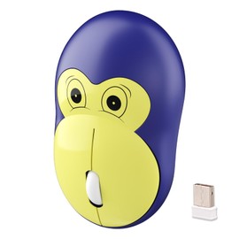Lomiluskr Cute Monkey Wireless Mouse, Silent Mouse, 2.4G Wireless Mice, Candy Colors, Kawaii Mouse for Girls and Kids (Blue Monkey)