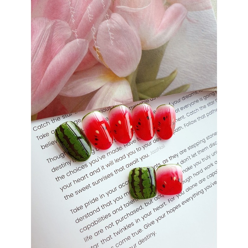 Watermelon Nail - Oval (Round) / 수박네일 - 오벌(둥근)