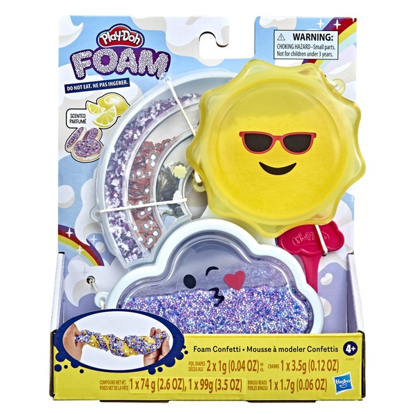 Play-Doh Foam Confetti Mixing Kit, Scented Tactile Toy for Kids 4 Years and Up with Add-in Beads and Charms, Non-Toxic