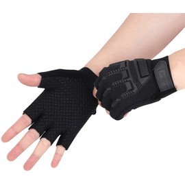 Kids Half Finger Cycling Gloves Mittens Breathable Non Slip Fingerless Bike Riding Gloves Shockproof Sports Training Gloves UV Protection Outdoor Skateboard Gloves for Boys Girls 6-10Y