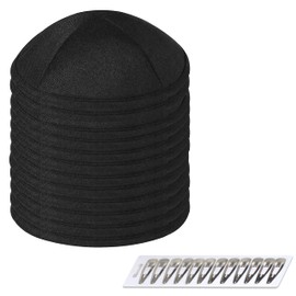 Zion Judaica Deluxe Linen Kippah Yamakas - Yarmulkes para ceremonia para hombre con clips, Negro -, One Size