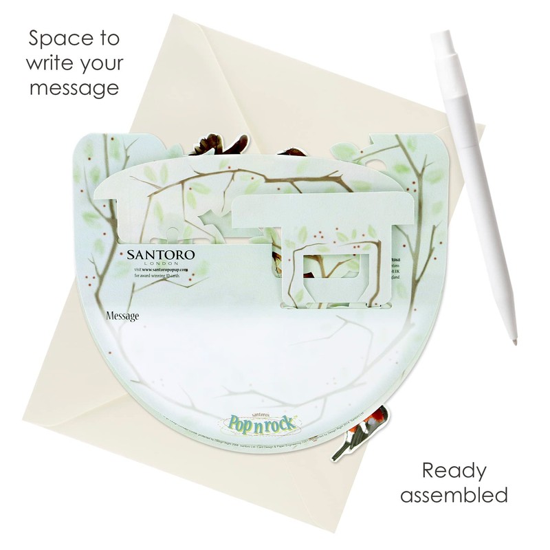 SANTORO Popnrock, 3D Pop Up Greeting Card - Garden Birds