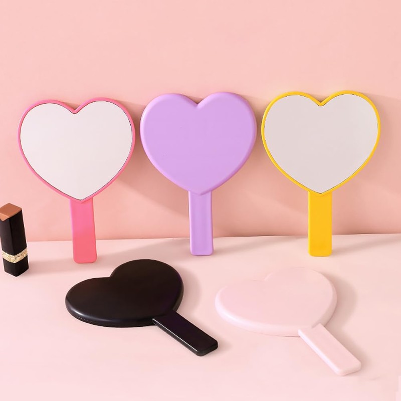 HugeDE Heart Shaped Mirrors Hand Cosmetic Mirrors Handheld Makeup Mirrors