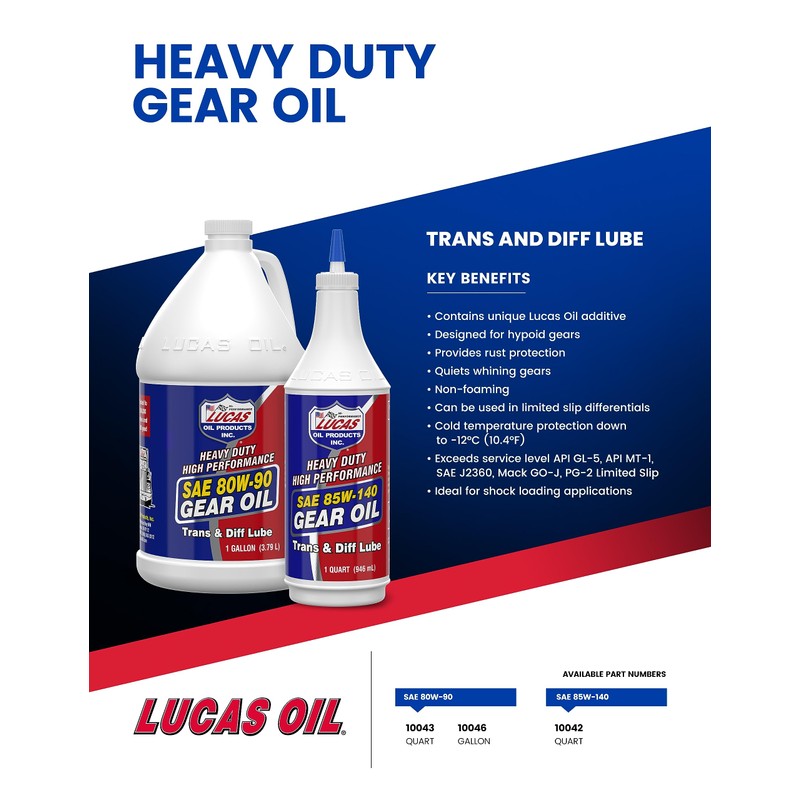 Lucas Oil 10042 Heavy Duty High Performance SAE 85W-140 Gear