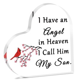 Memorial Acrylic Heart Keepsake for Loss of Son Sympathy Gifts for Loss of Son Grief Bereavement Gifts In Memory of Son Plaque Loss Memorial Condolences Gift for Parent Miscarriage Keepsake