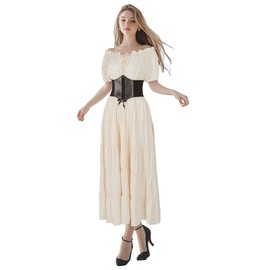Eunchaes Women’s Renaissance dress fairy costume 5 pes Medieval Victorian Peasant Cottagecore 1700s Dress(Z3768WH,XL)
