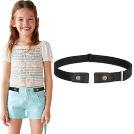 WERFORU No Buckle Stretch Belt for Child Boys and Girls Buckle Free Elastic Belt Kids Belt Up to 24 Inches Black