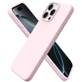 ORNARTO Compatible with iPhone 16 Pro Max Case 6.9", Slim Liquid Silicone 3 Layers Soft Gel Rubber Shockproof Protective Cover with Anti-Scratch Microfiber Lining-Chalk Pink