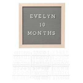 Pearhead Felt Wooden Letterboard Set - Ideal Photo Sharing Prop for Baby Announcements, Milestone Keepsake, Custom Message Board and Shower Gift - Includes 188 Letters, Numbers, and Symbols - Gray