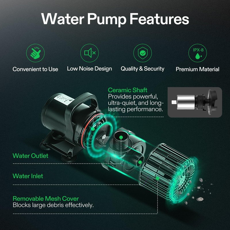 VIVOSUN 4500 GPH Submersible Water Pump, 220W Pond Pump, Ultra