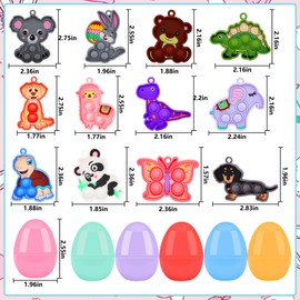 24 Pack Easter Eggs Filled with Animals Pop Toys,Prefilled Easter Eggs with Toys,Easter Eggs Fillers,Easter Party Favors for Kids