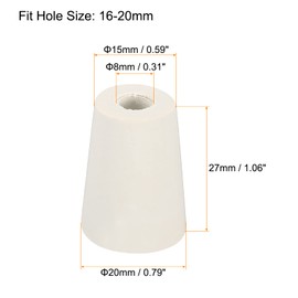 sourcing map Rubber Conical Plugs 15 mm to 20 mm with 8 mm Hole Test Tubes Plugs White for Lab House Pack of 5