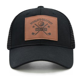 MINYJHZ World's Okayest Golfer Hat, Funny Golf Gifts, Adjustable Embroidered Golf Trucker Hat for Men Black