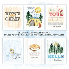 Tarjetas para niños en Sleepaway Camp Essentials para niñas, 6 paquetes de notas de campamento de padres, cartas de casa, notas de mamá, papelería de 