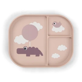 Done by Deer Foodie Children's Plate with Dividers - Children's & Baby Plate Non-Slip - BPA-Free Children's Tableware and Baby Tableware Made of 100% Food Grade PP - 22 x 18 x 2 cm