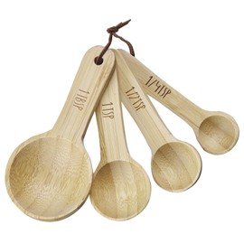 Westmark Woody Measuring Spoons Set - 4 Premium Measuring Spoons with Lettering, Ideal for Dry Ingredients and Spices, 1, 1/2 and 1/4 Teaspoon Plus 1 Tbsp - Bamboo, Set of 4