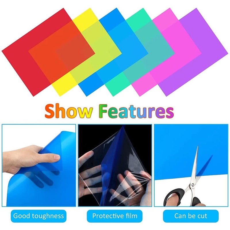 Pack of 6 Colour Films Gel, Transparent Coloured Film, Heat