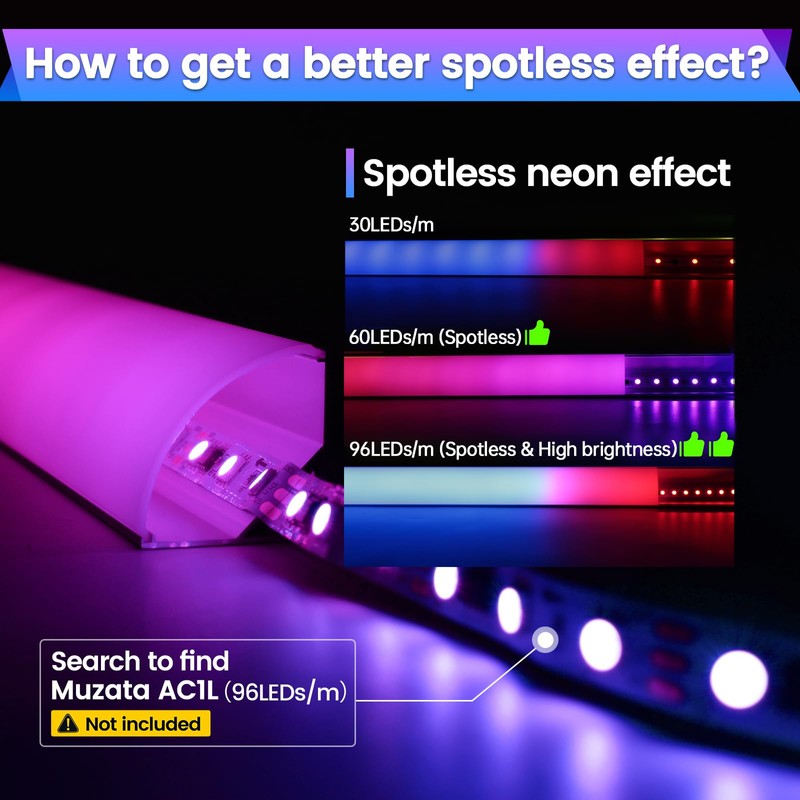 Muzata 10Pack 3.3FT/1M Plus-Size Spotless V Shape LED Channel Silver