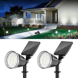 BONLION Solar Lights Outdoor Spot Light Waterproof: 1000LM Adjustable Cool White Spotlights - 2-in-1 15Hrs+ Bright Wall Spot Light - Solar Powered Landscape Spotlight for Garden, Yard, Tree, Flag