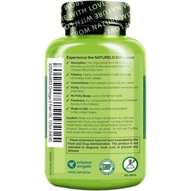 NATURELO NATURELO Premium Fish Oil - 1100mg Triglyceride Omega-3 Per Capsule - One A Day - Best for Heart, Eye, Brain & Joint Health - No Burps - Natural Lemon Flavour - 120 Softgels | 4 Month Supply
