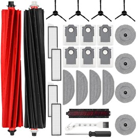27-Piece Accessories for Roborock S8 Maxv Ultra Replacement Parts Accessory Set with 2 Main Brushes, 4 Side Brushes, 4 Wipes, 4 Side Wipers, 4 Filters, 6 Dust Bags, 1 Self-Cleaning Brush, 1 Set of