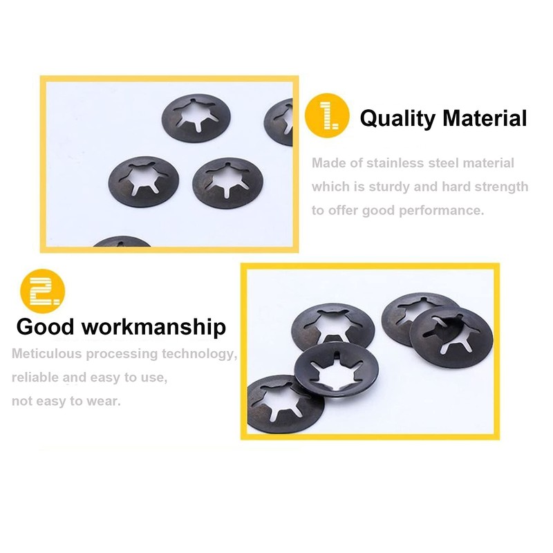 cSeao 235pcs[8 Sizes] Black Starlock Internal Tooth Lock Washers Assortment