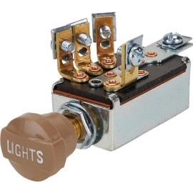 Speedway Motors Universal Four-Position Headlight Switch with Hi/Low Beam Control, Screw-Terminal Wiring Connections, Fits 3/8” Mounting Hole, Compatible with 6V and 12V Systems