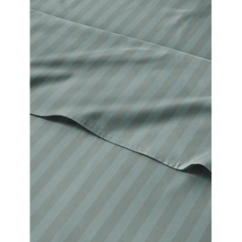 3 Piece Striped Sheets for Twin Size Bed – Luxury Flat Sheet 66 x 96, Fitted Sheet 39 x 75 and 1 Pillowcase 20 x 30 – Deep Pocket, Ultra-Soft, Green Stripe Bed Set – Oeko-TEX Stripe Sheet Set