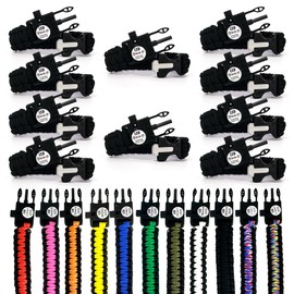 Spark and Shine Paracord Bracelet - Black - Bright LED SOS Light and Ferro Rod with Scraping Tool - Emergency Survival Whistle - 550 Paracord - Perfect Tool for The Outdoors (10)