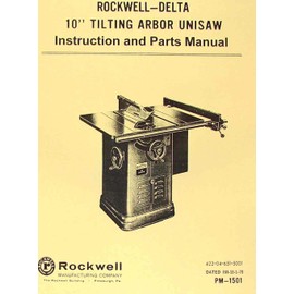 ROCKWELL Older 10" Unisaw Table Saw Part Manual 34-450