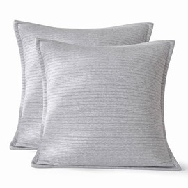 meadow park Cotton Heathered Jersey European Pillow Shams 2pcs 26” x 26”, Super Soft, 420gsm, Medium Weight, Year Round use, Light Grey.