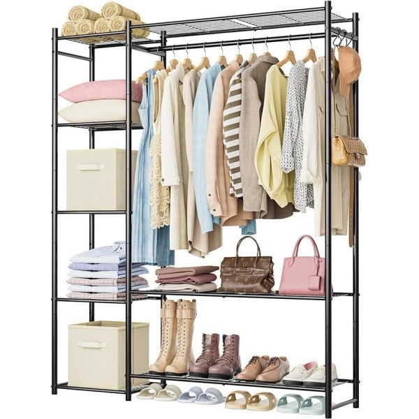 Wardrobe Closet Portable Clothes Rack with 4 Tiers Shelves,Freest