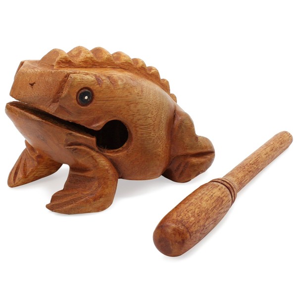 Aussel, Guiro wooden croaking frog with a hammer, musical instrument,