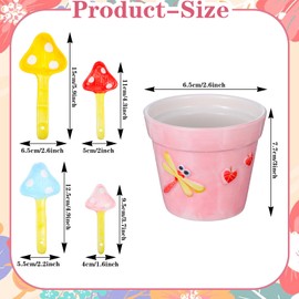 Mushroom Measuring Spoons Set in Pot - Ceramic Baking Measuring Spoons with Holder for Dry & Wet Ingredients - Cute Mushroom Figurine - 1 Tbsp, 1 Tsp, 1/2 Tsp, 1/4 Tsp - Unique Gift, Dishwasher Safe