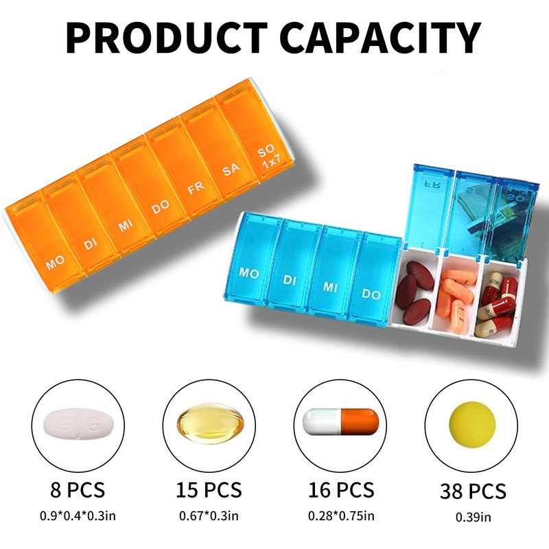 DEFIYEAR Pack of 4 Pill Box 7 Days Pill Box