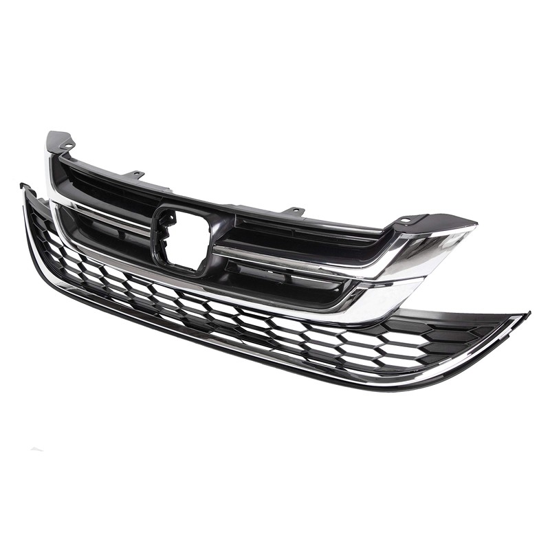 ECOTRIC Front Upper Bumper Hood Grill & Lower Mesh Chrome