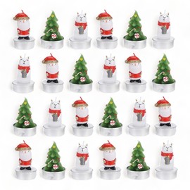 MIK funshopping Mijoma Set of 24 Christmas Tea Lights, Handmade, Cute Santa, Polar Bear & Christmas Tree, Magical Christmas Decoration, Highest Quality & Long Burning Time