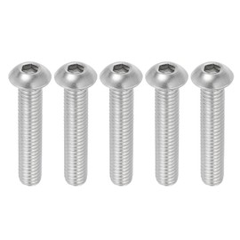 PATIKIL 3/8-16x2" Button Head Socket Cap Screws, 5 Pcs 304 Stainless Steel 18-8 Socket Cap Screw Bolts Allen Hex Drive Full Thread Fine Thread UNC