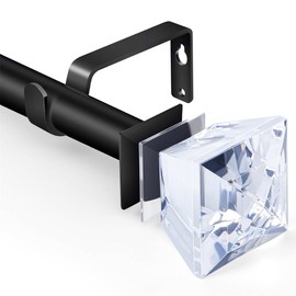 curtain rod Matte Black Diamond Acrylic Finial 36-66 inch,3/4 inch