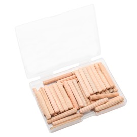 Adyoney 48Pcs 6mm x 40mm / 1/4 Inch x 1.57 Inch Wooden Dowel Pin Fluted Beveled Ends Wooden Pegs Support Shelves