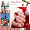 Ceboic 24Pcs Christmas False Nails Short, Square French Press on