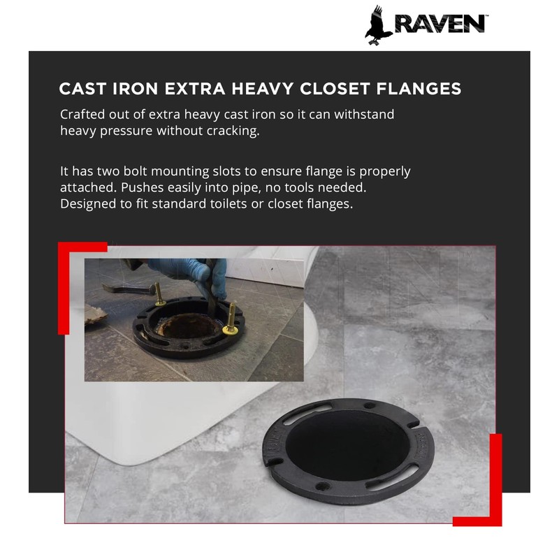Raven DGDY6434 Extra Heavy Cast Iron Closet Flange, 2-1/2", 4”
