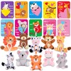 Valentine's Day Cards with Plush Keychains 20-Pack，Stress Relief Small Stuffed