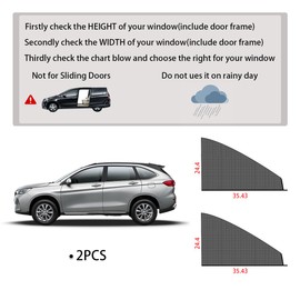 Ziciner Car Window Shade, 2 Pcs Auto Side Front Window Sun Shades, Heat Block and UV Rays Protection, Breathable Mesh Privacy Protection Curtain, Universal Fit Most SUV (SUV Front Seat 2Pcs 25"×36")