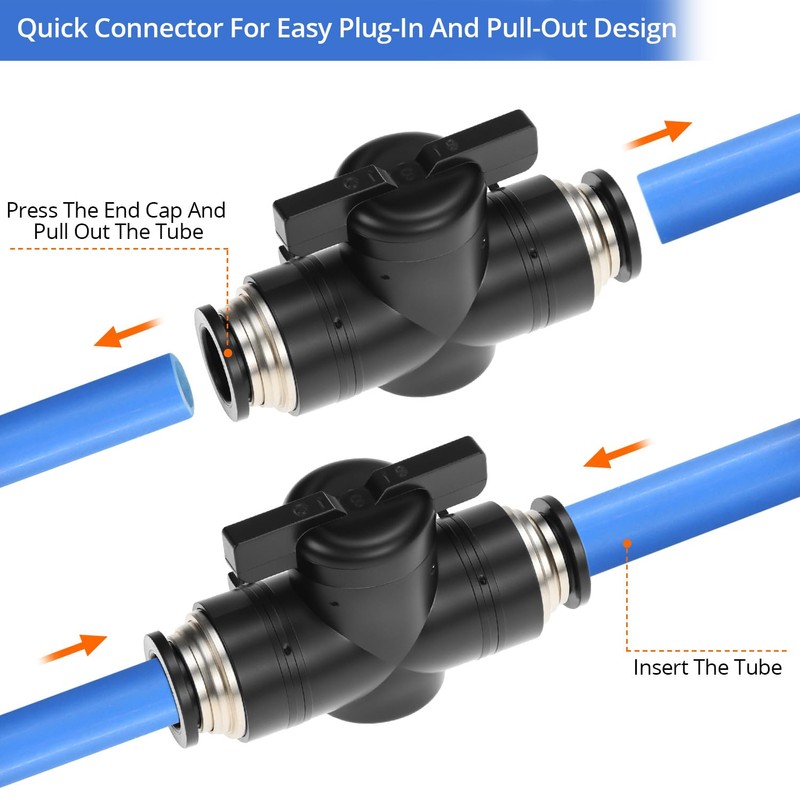 QWORK Pack of 5 Pneumatic Connectors Pneumatic Stop Valve for