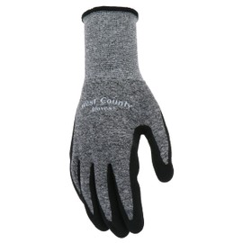 West County Gardener Unisex Tactile Glove, Eco Friendly Seamless Knit Shell with Sandy Nitrile Palm, Touchscreen Capable, Water Resistant, Superior Grip, X-Small, Gray (WG32001C-XS)